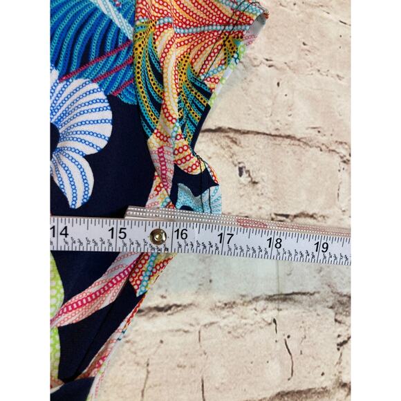 Chetta B Dress Womens Small A Line Tropical Jungle Print Colorful Stretch Draped - Picture 9 of 14